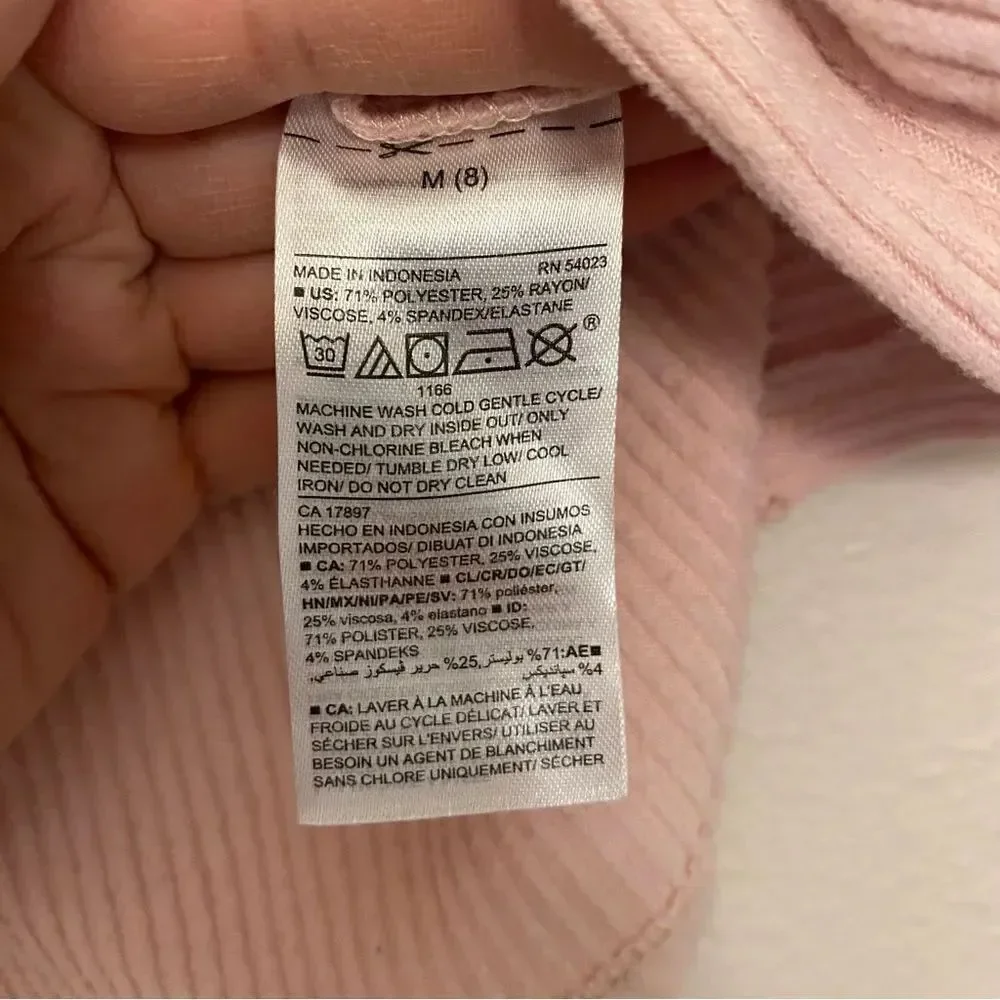 Old Navy pale pink cozy ribbed knit long sleeve Pullover Sweater Twisted Hem M 8